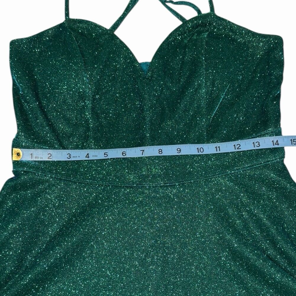 Green Iridescent Glitter Dress Womens Size 11 Fit Flare Party Homecoming Prom - Picture 6 of 15